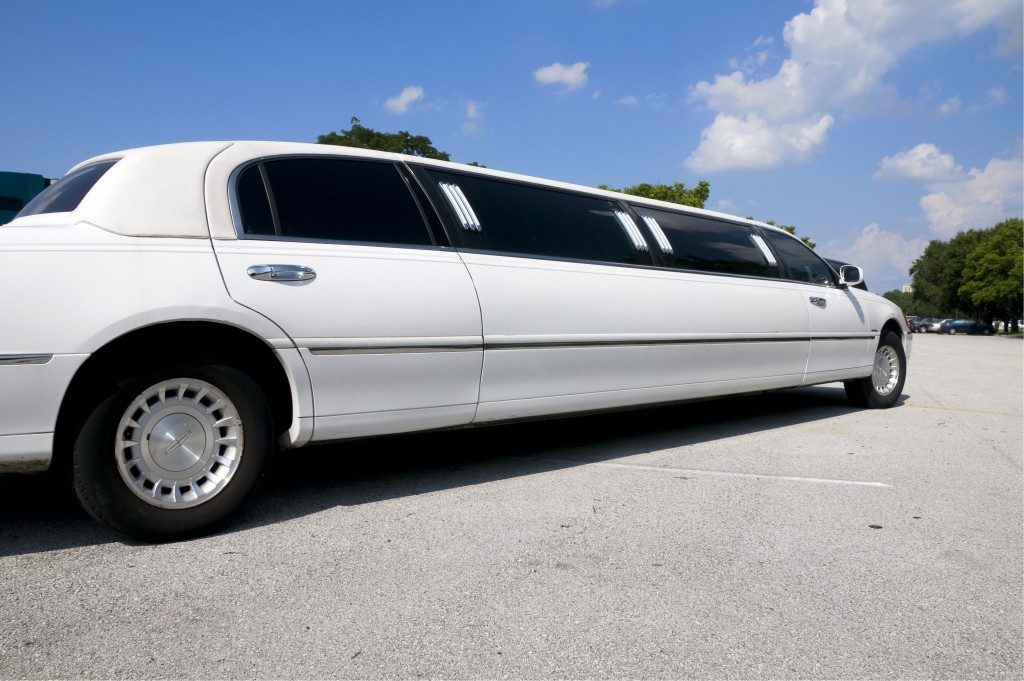 white limousine on the road
