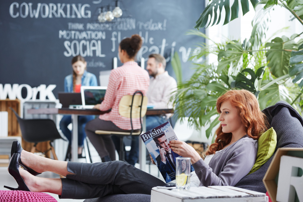 woman relaxing at the office