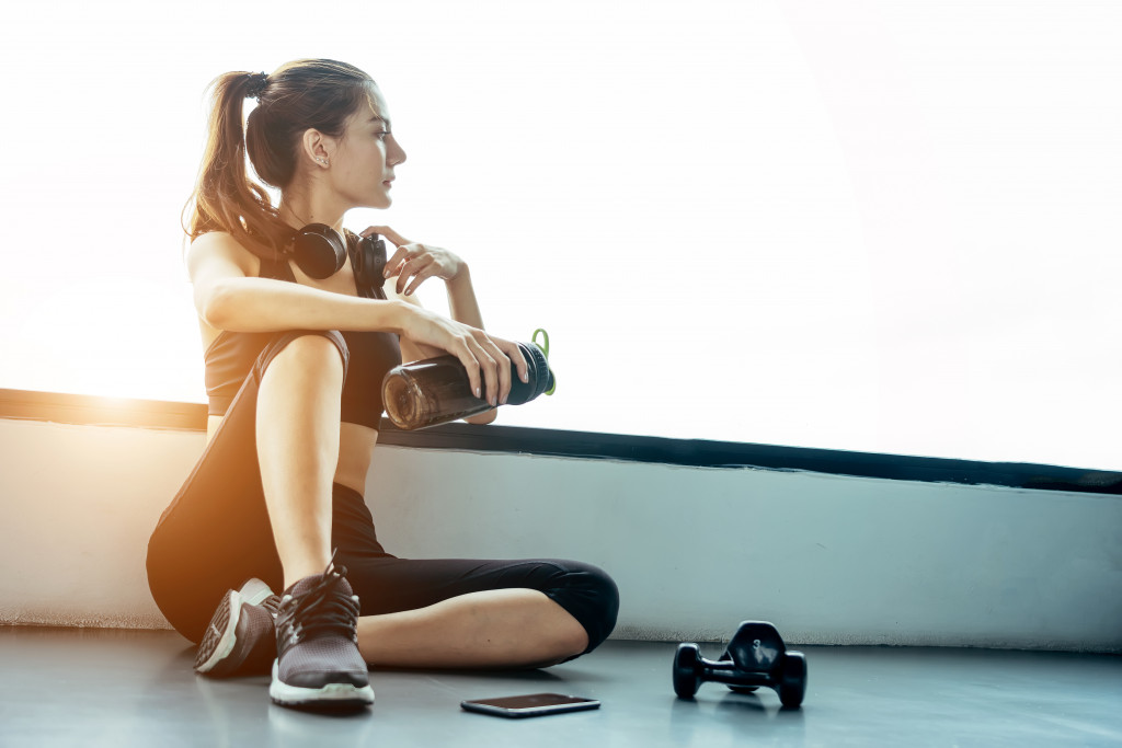 person resting after exercising