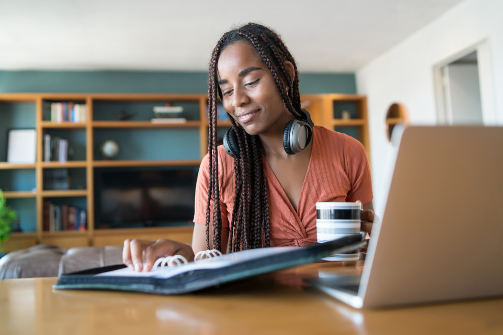 person in home office